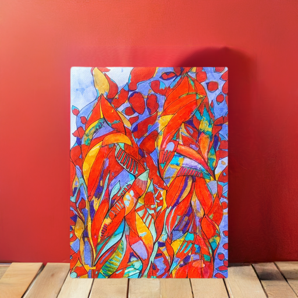 Red Garden Abstract canvas print unframed