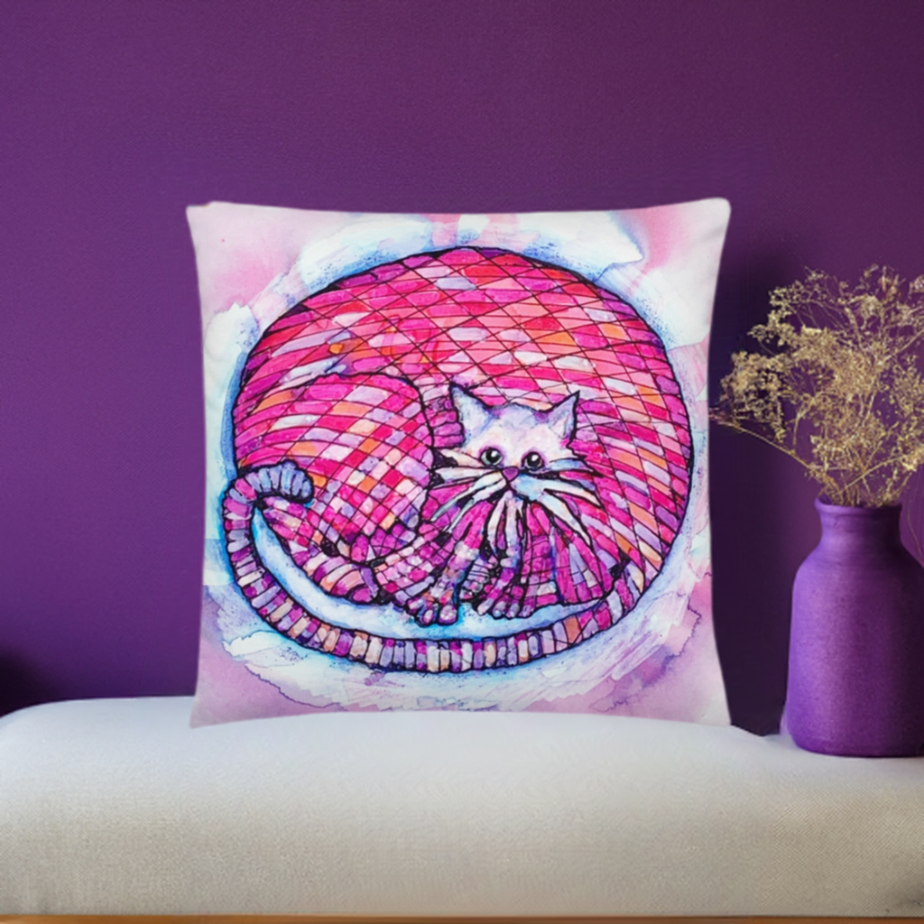 Big Pink Cat Pillow