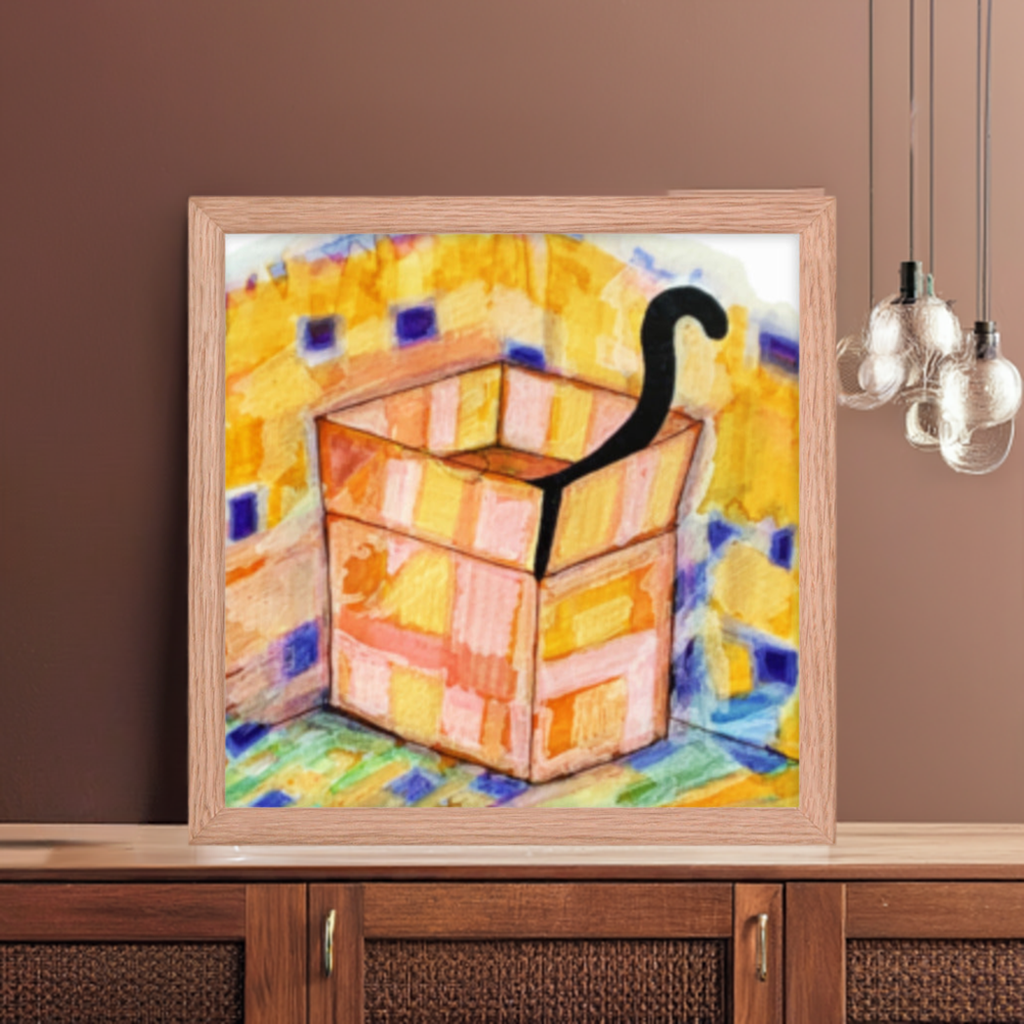Cat in Box Framed Poster 12x12