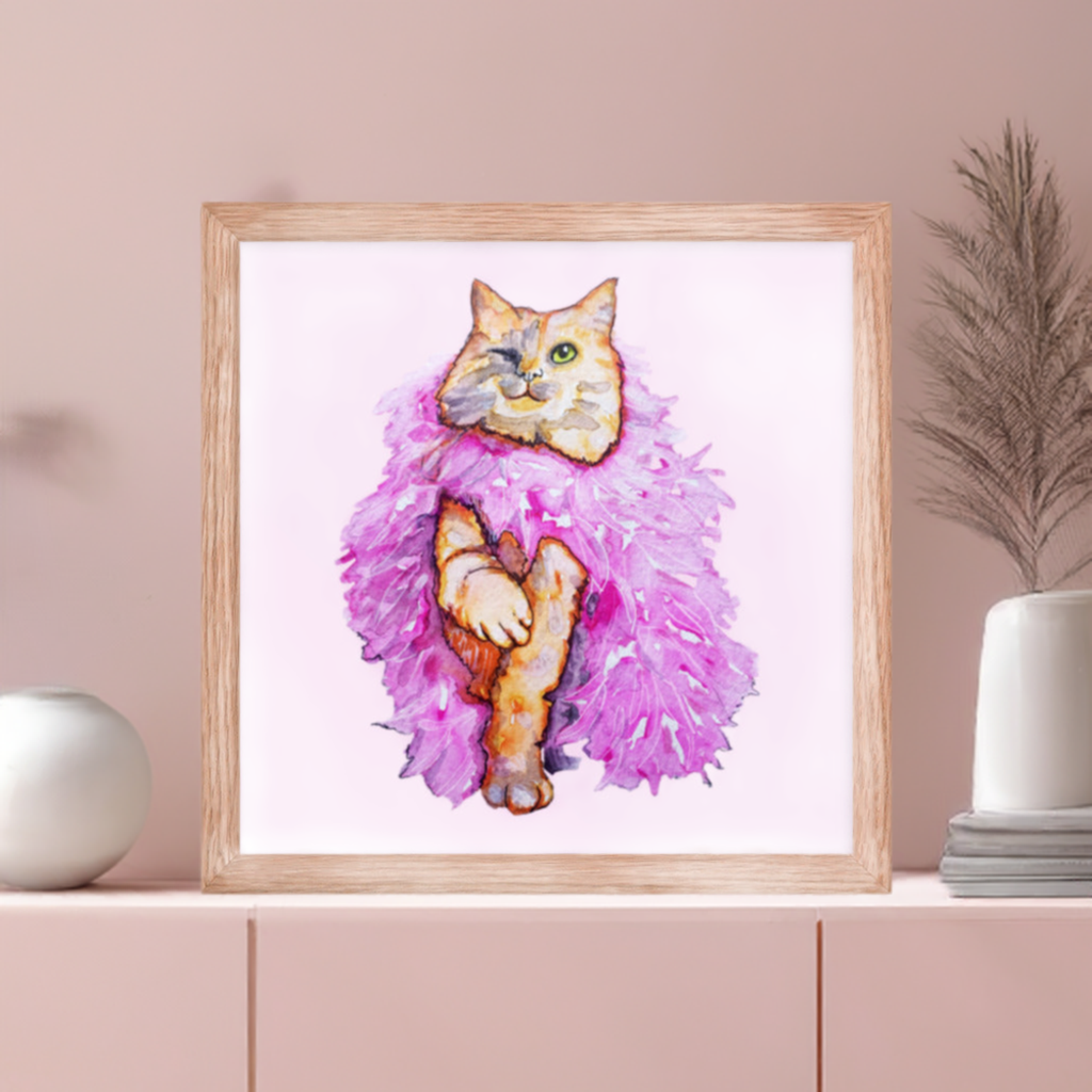 Boa Wink Cat Framed Poster 12x12