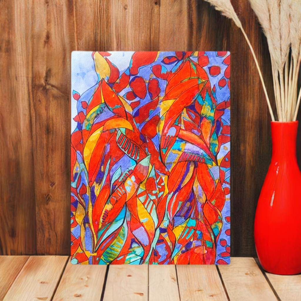 Red Garden Abstract canvas print unframed