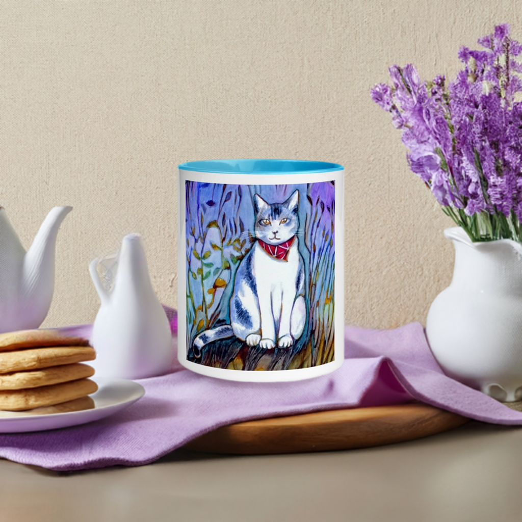 Cat in Scarf Mug with Color Inside