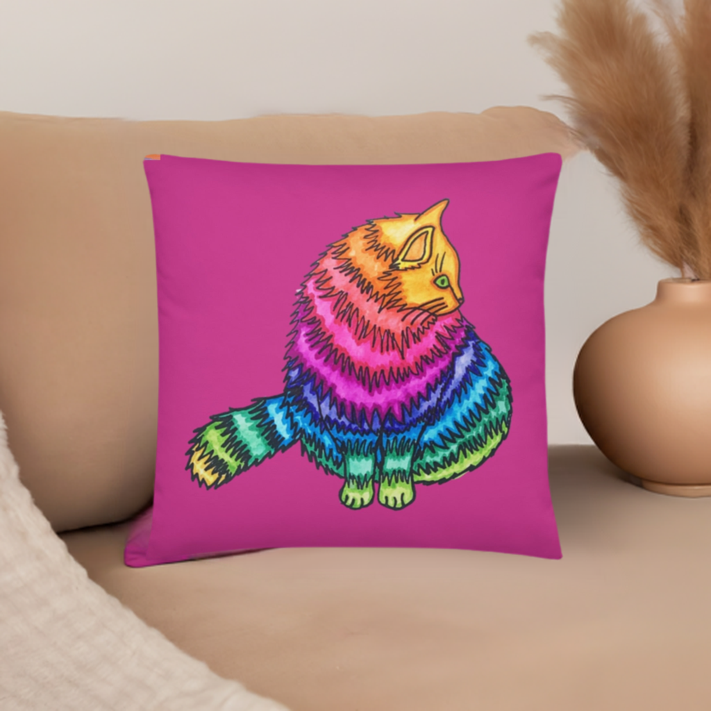 Rainbow Cat Pillow