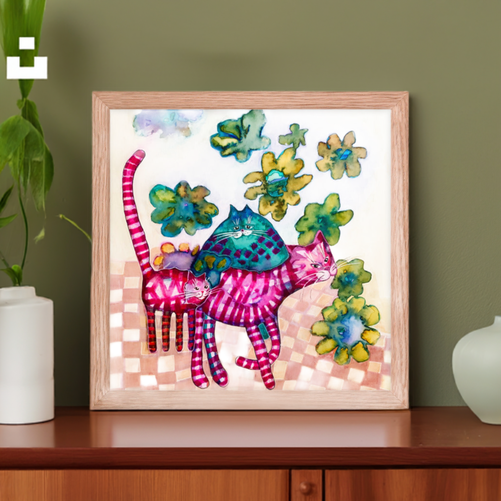 Cat Pals Framed Poster 12x12