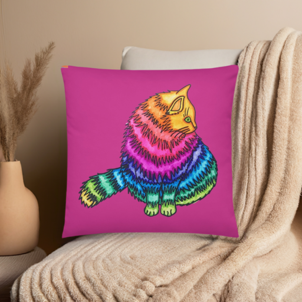 Rainbow Cat Pillow