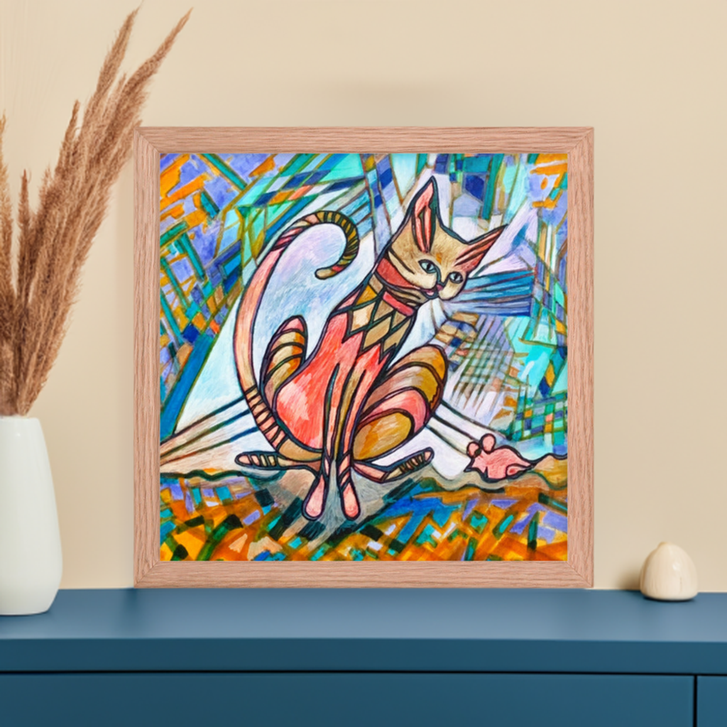 Cat and Mouse Framed Poster 12x12