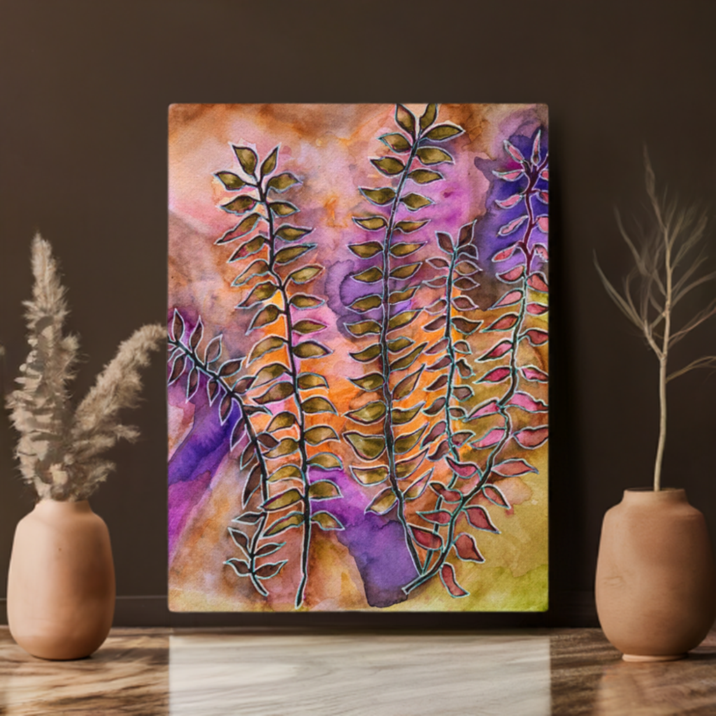 Night Street Leaves canvas print unframed