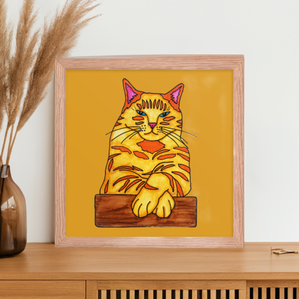 Big Ginger Cat Framed Poster 12x12