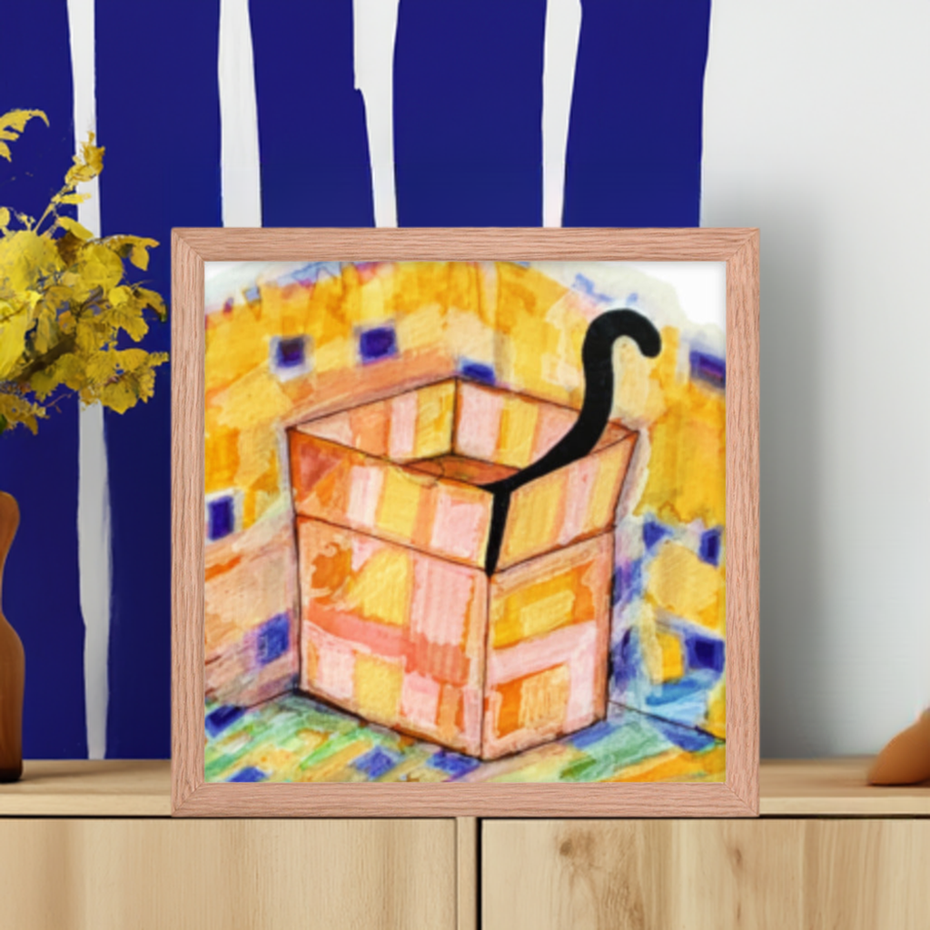 Cat in Box Framed Poster 12x12