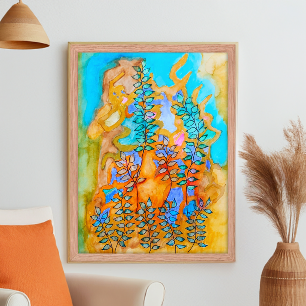 Fire Wind Leaves Framed poster