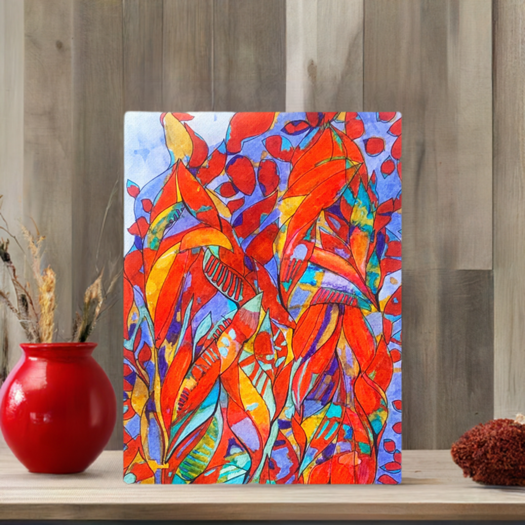Red Garden Abstract canvas print unframed