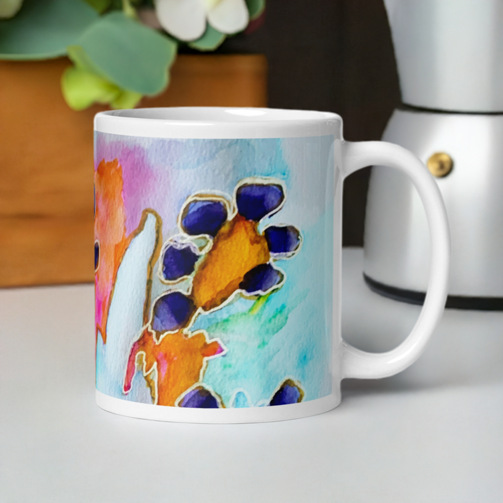 Dark Blooms Abstract White glossy mug