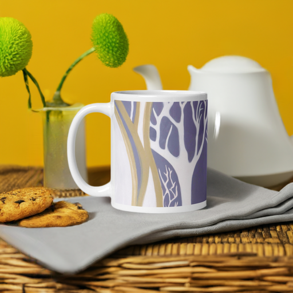 Madrone Trees Abstract White glossy mug