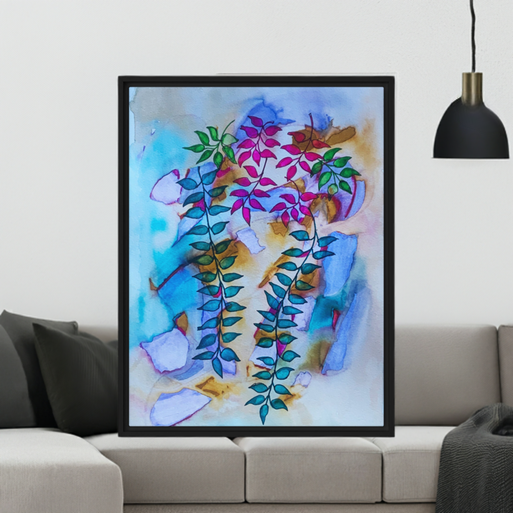 Low Leaves Abstract Framed Canvas