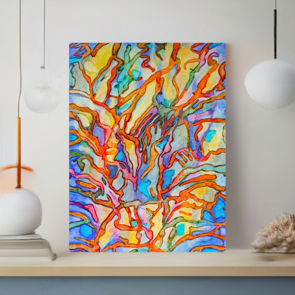 Coral Reef Abstract canvas art print unframed
