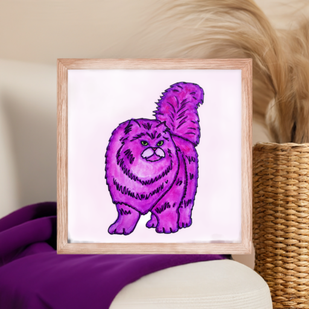 Pink Persian Cat Framed Poster 12x12