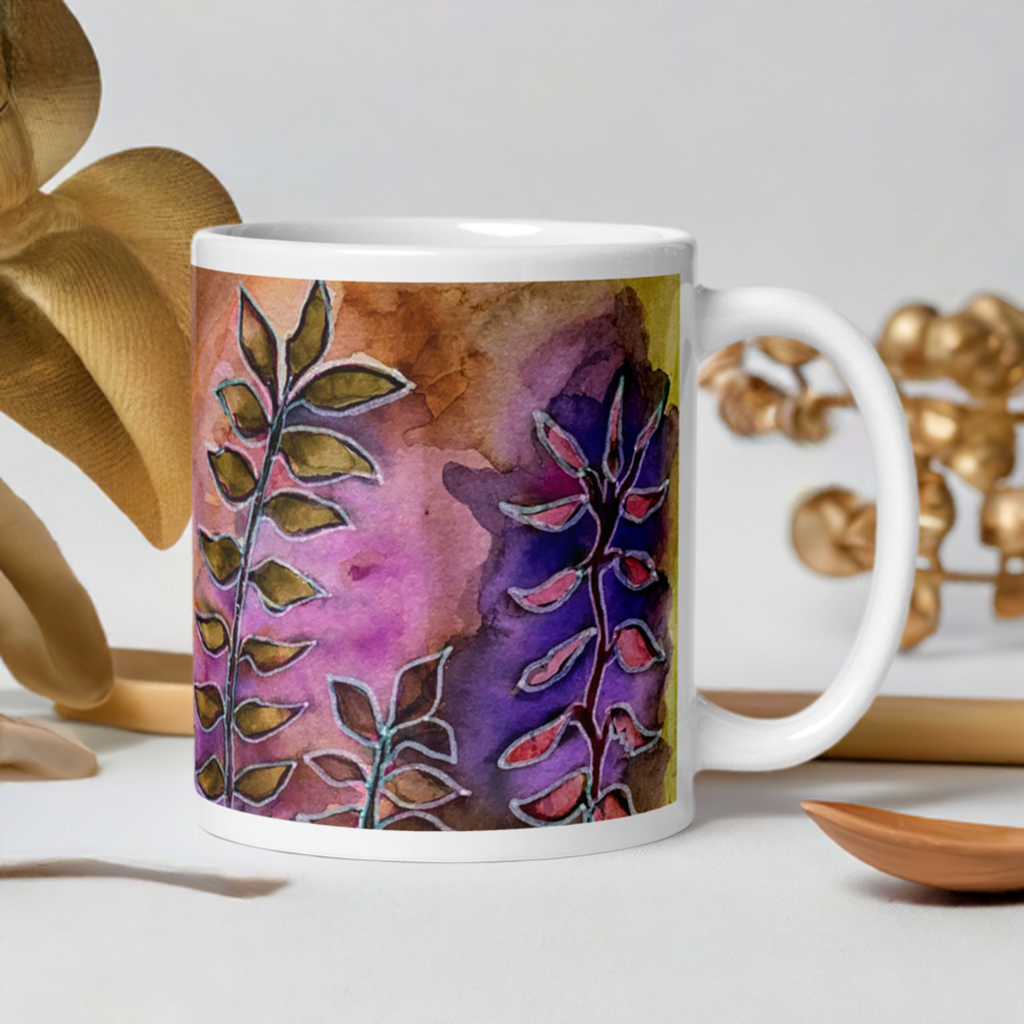 Night Street Leaves Abstract Mug
