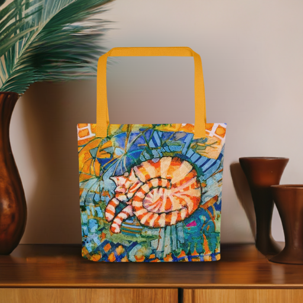 Sleeping Ginger Cat Tote Bag