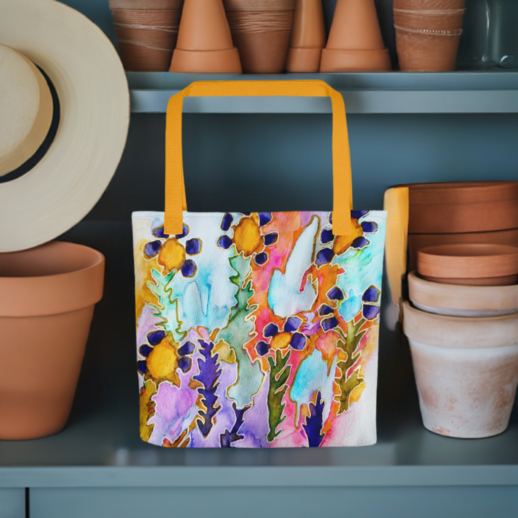 Dark Blooms Abstract Tote Bag