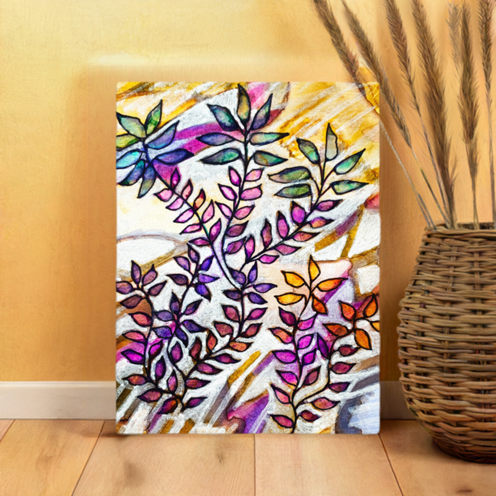 White Creek Leaves Canvas Print Unframed
