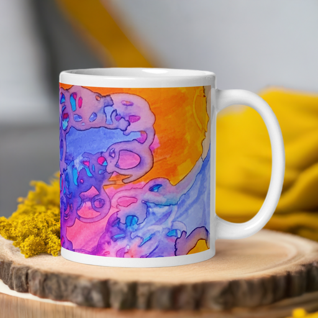 Carried Away Abstract White glossy mug