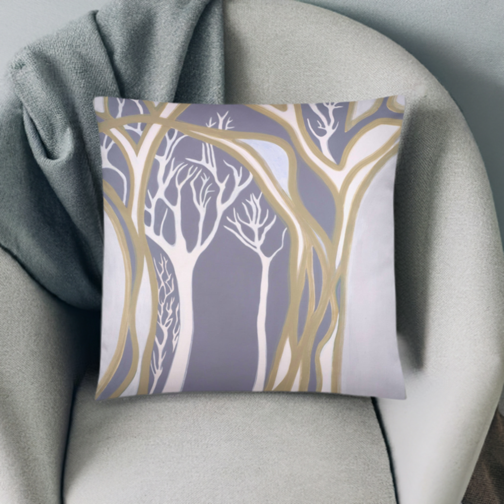 Gray Madrones Abstract Pillow