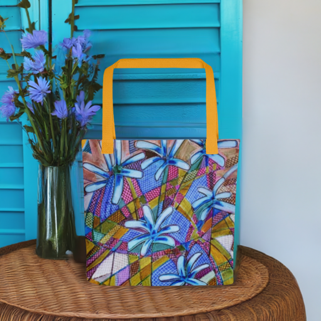 Blue Chicory Abstract Tote bag