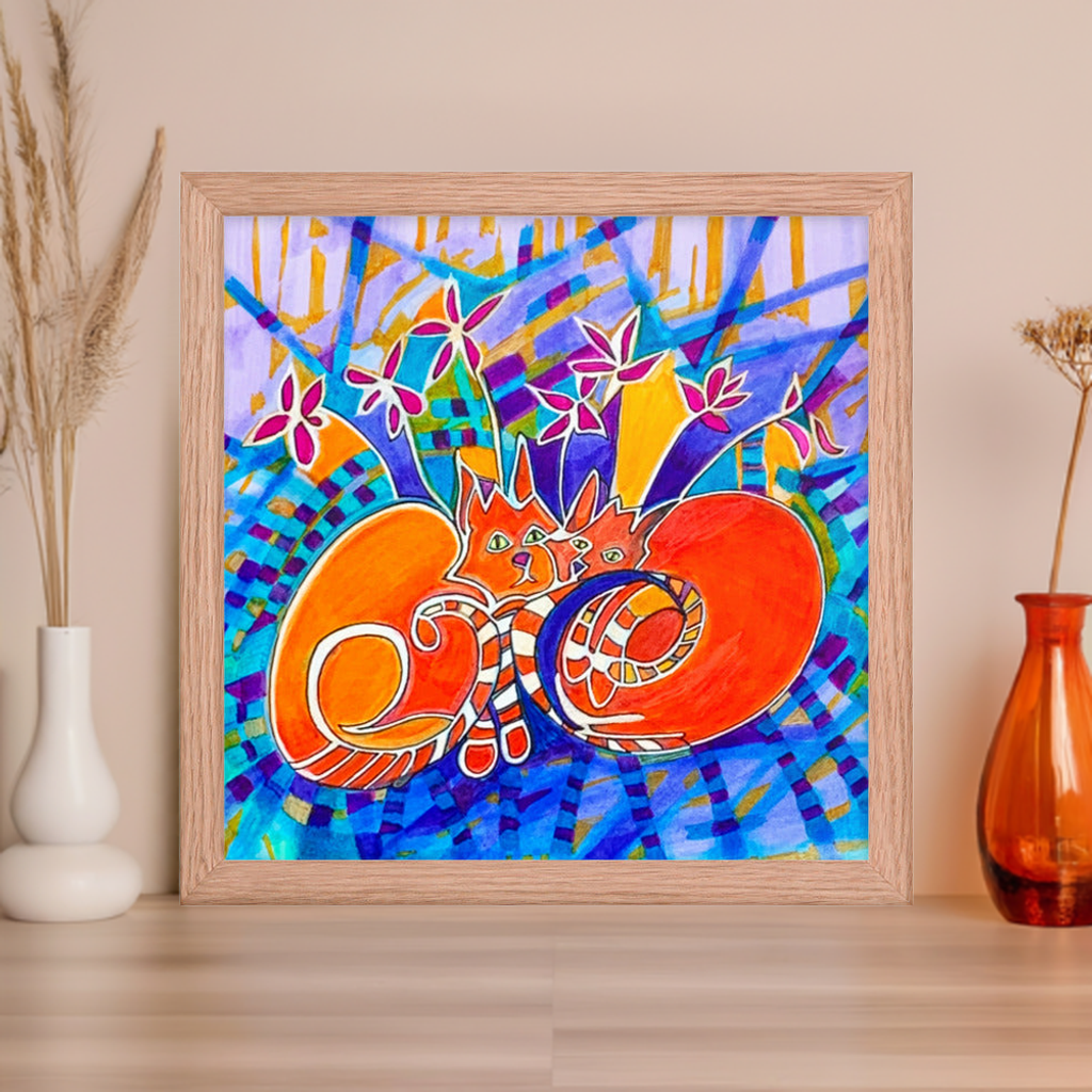 Duplex Cats Framed Poster 12x12