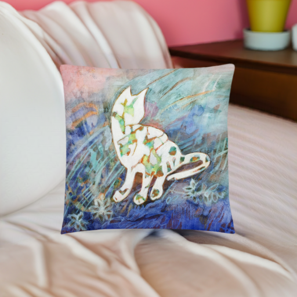 White Silhouette Cat Pillow