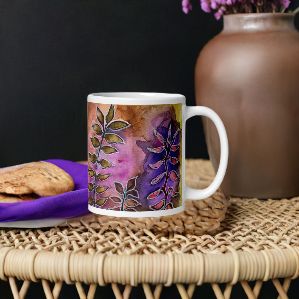 Night Street Leaves Abstract Mug