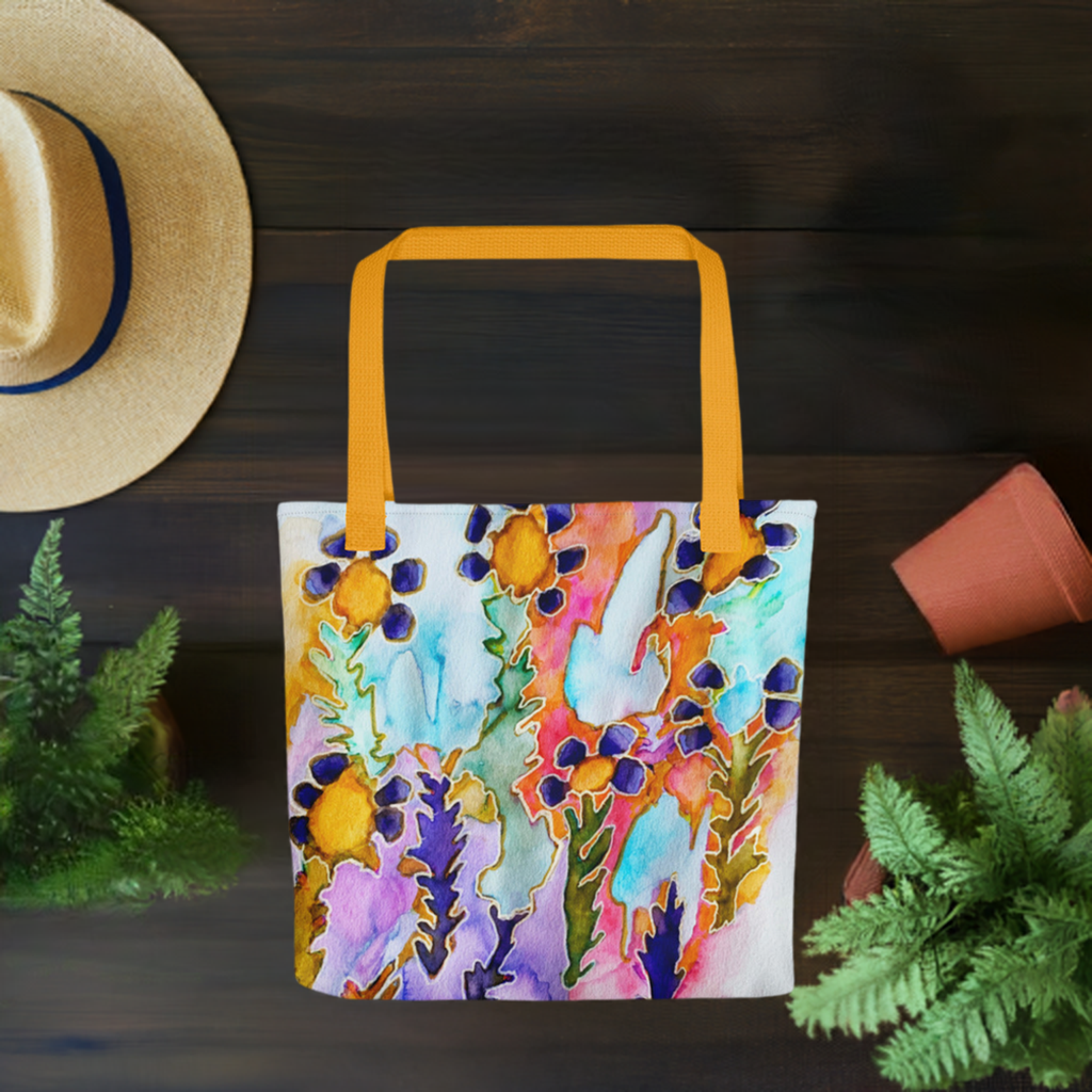 Dark Blooms Abstract Tote Bag