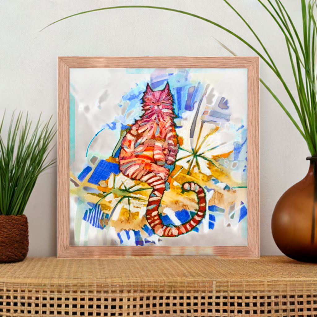 Garden Cat Framed Poster 12x12