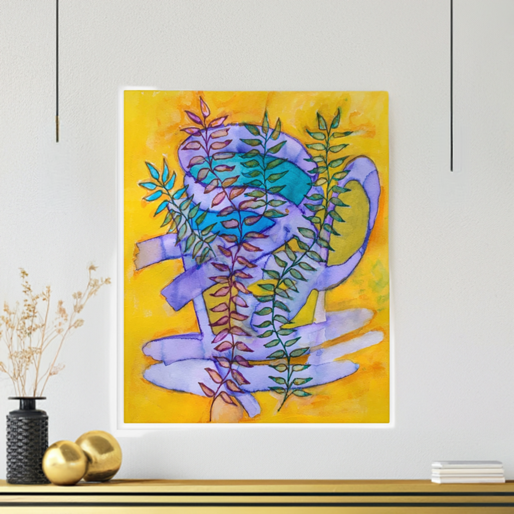 Copper Hour Leaves Framed canvas print