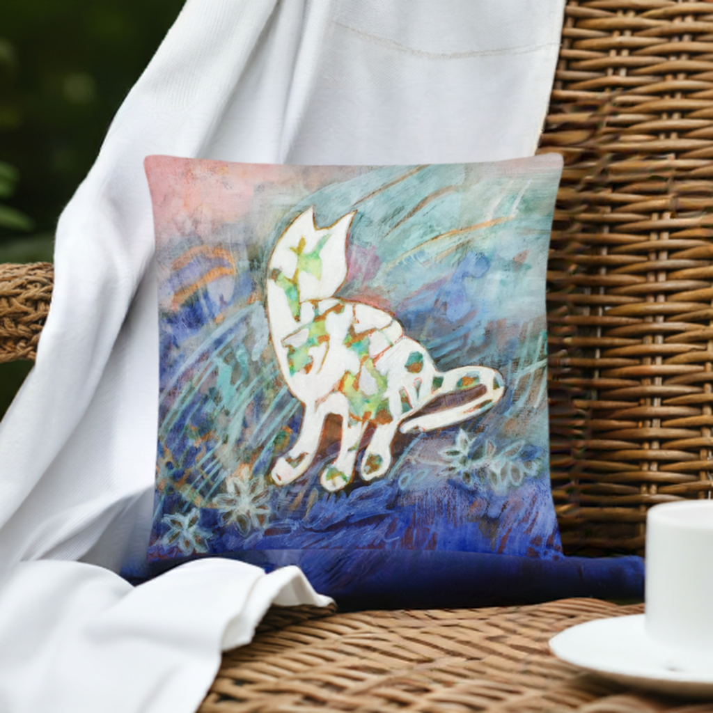 White Silhouette Cat Pillow