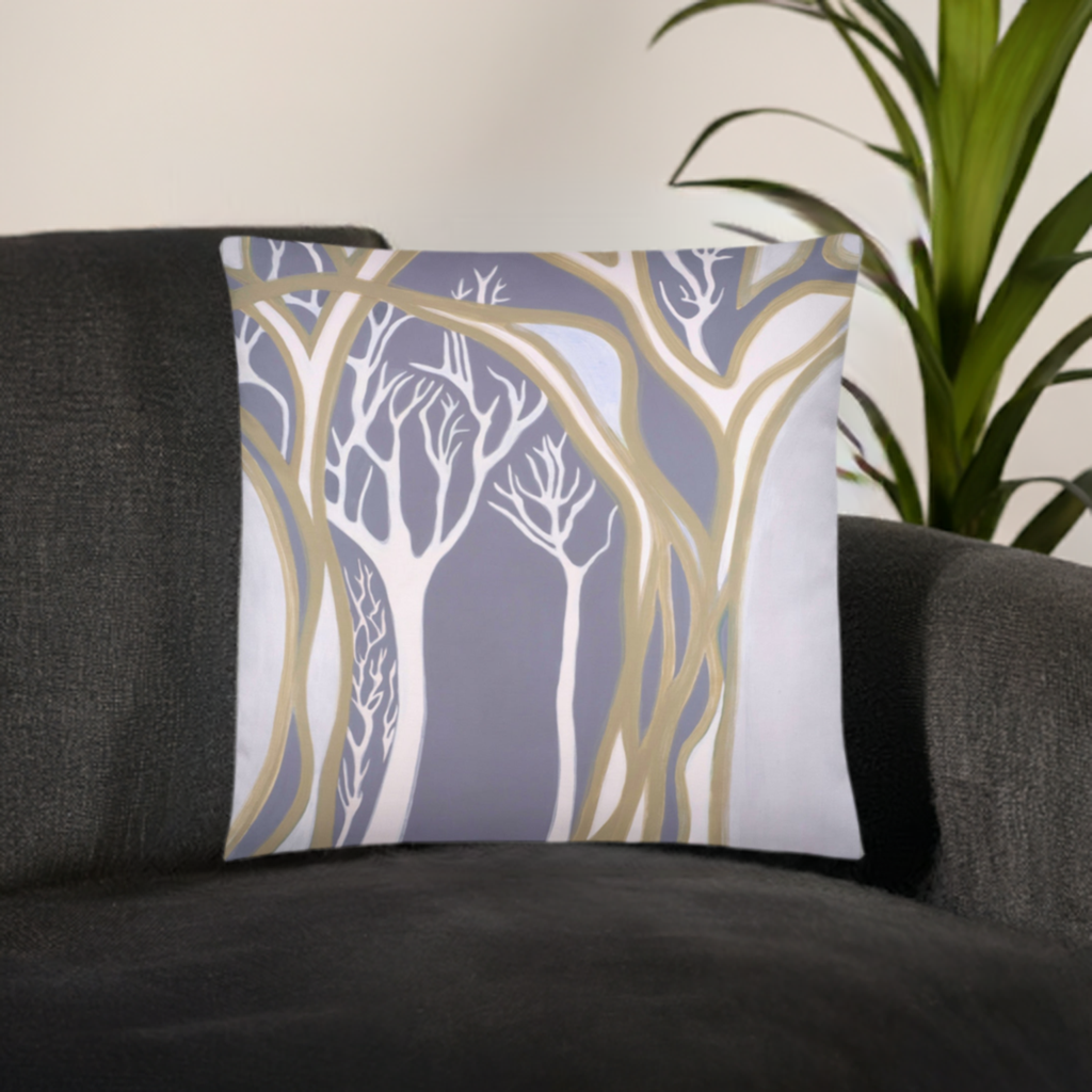Gray Madrones Abstract Pillow