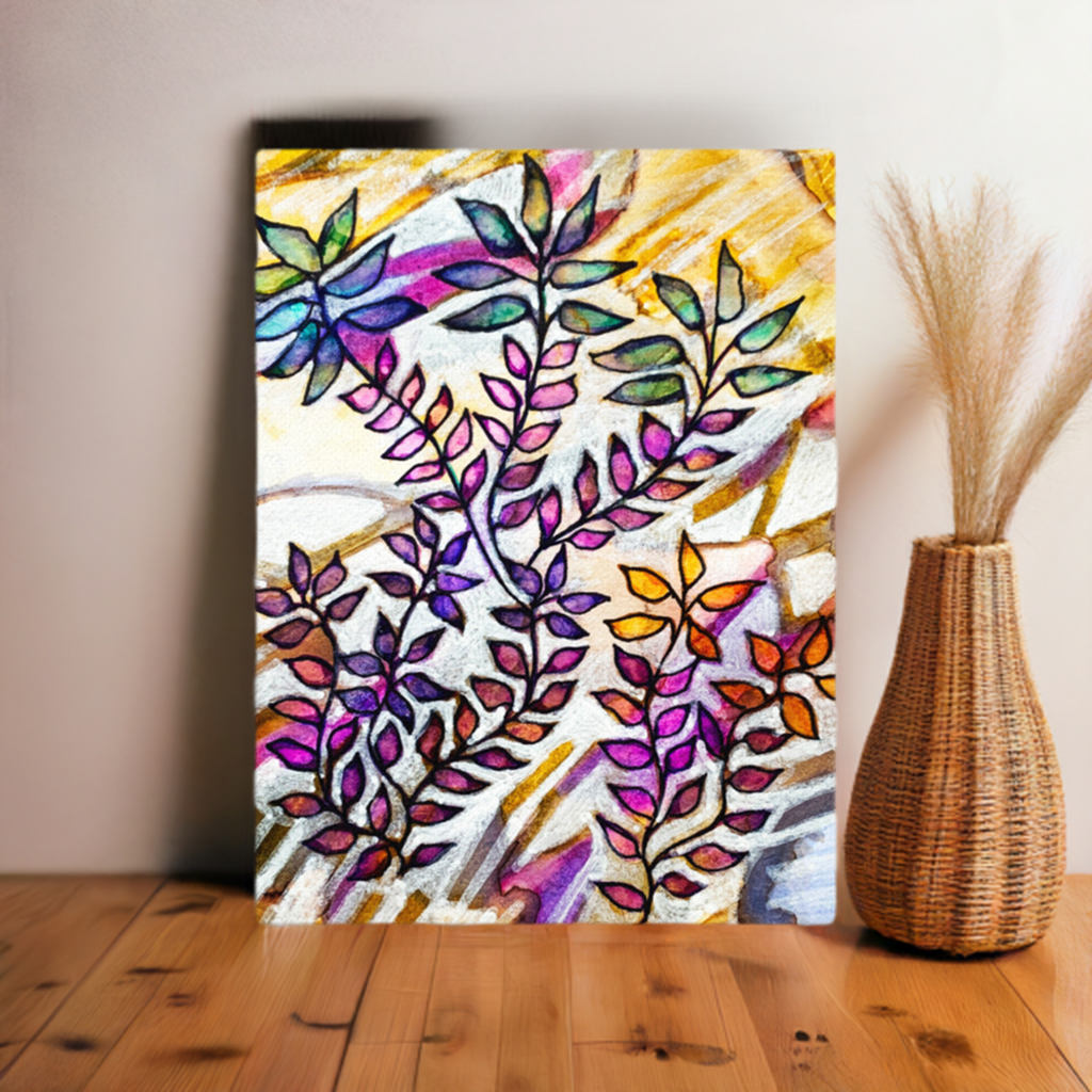 White Creek Leaves Canvas Print Unframed