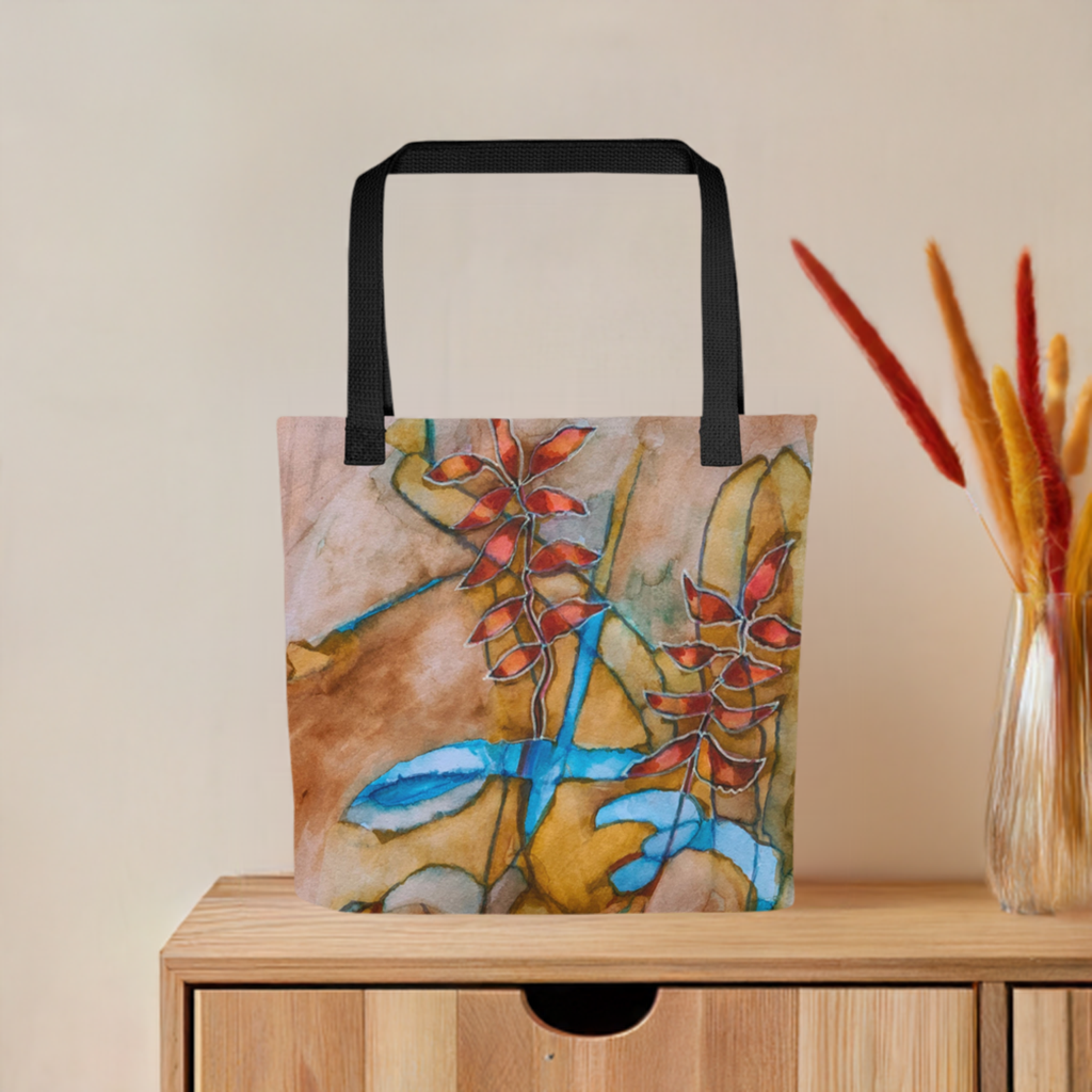 Teal Ribbon Leaves Tote bag