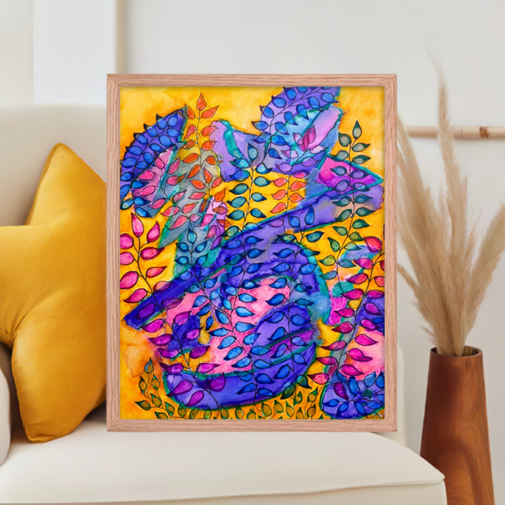 Sunrise Leaves Abstract Framed poster