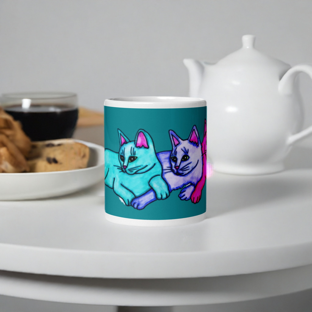 Color Cats Teal Mug