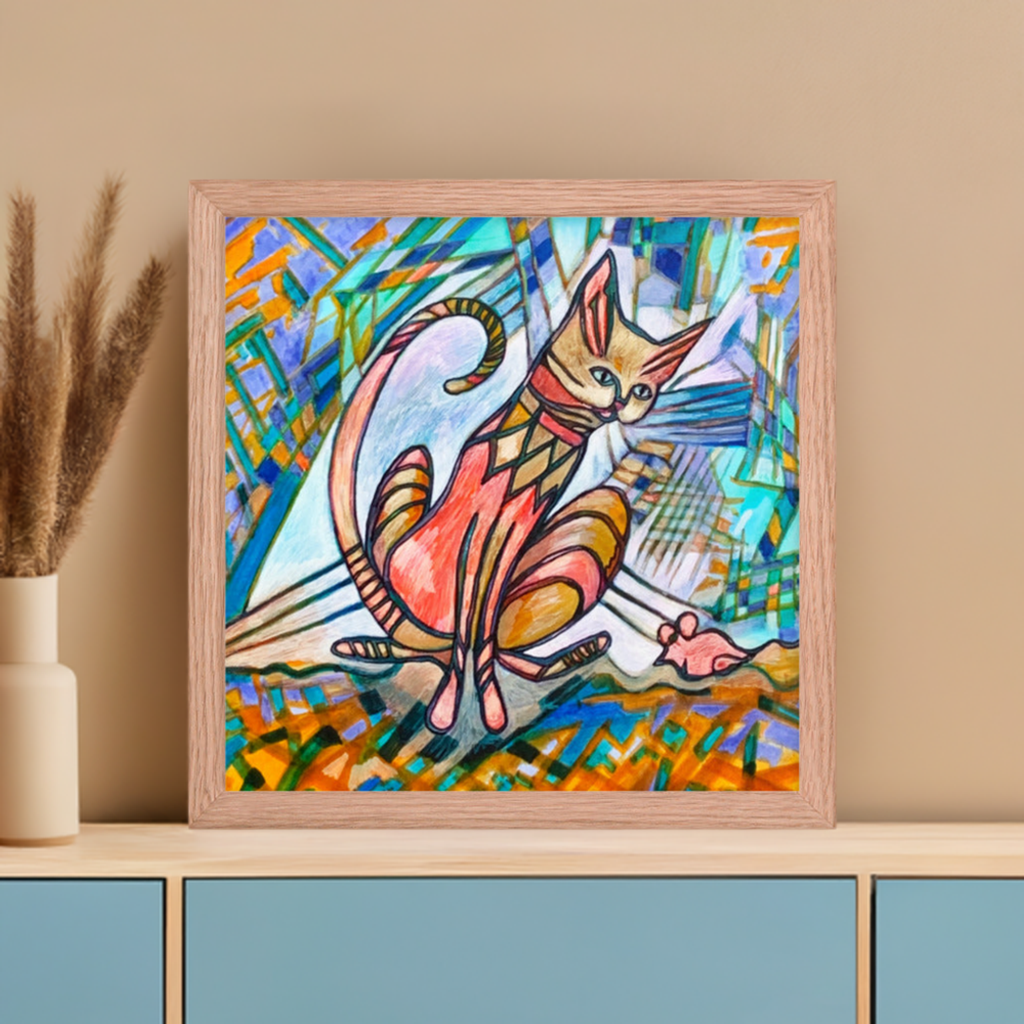 Cat and Mouse Framed Poster 12x12