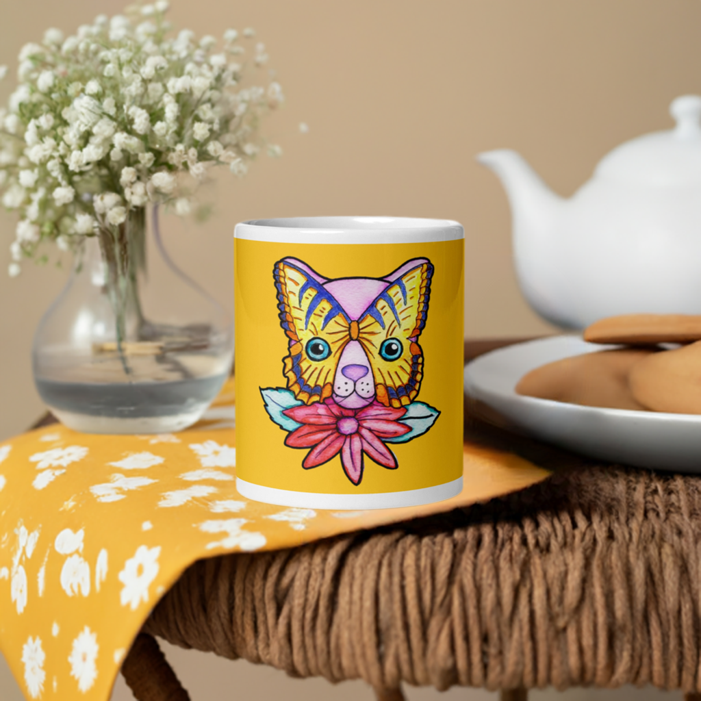 Kitty Flower Cat Mug