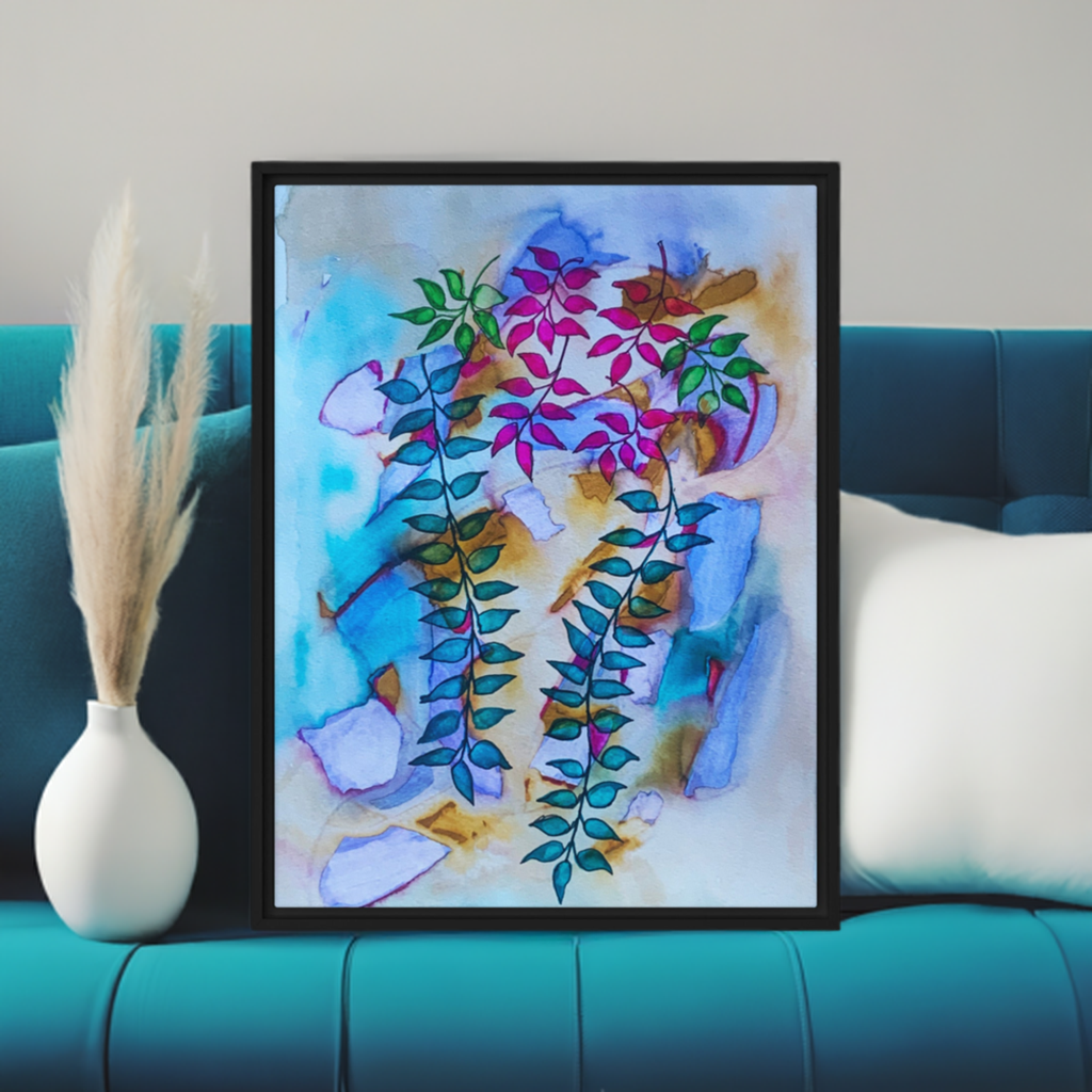 Low Leaves Abstract Framed Canvas