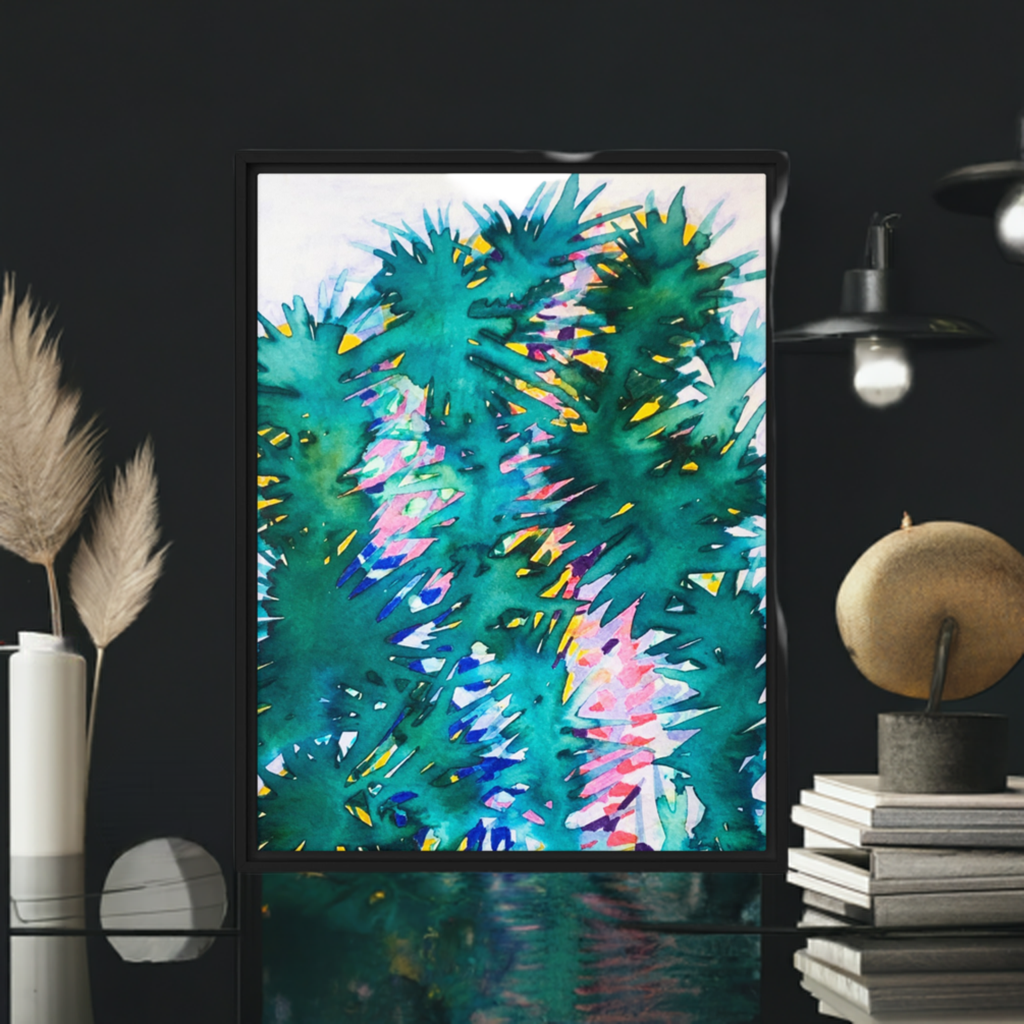 Looking Glass Leaves Framed Canvas