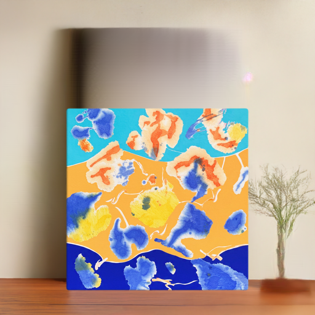 Day at the Beach Abstract  Large Art Canvas Print 37x37