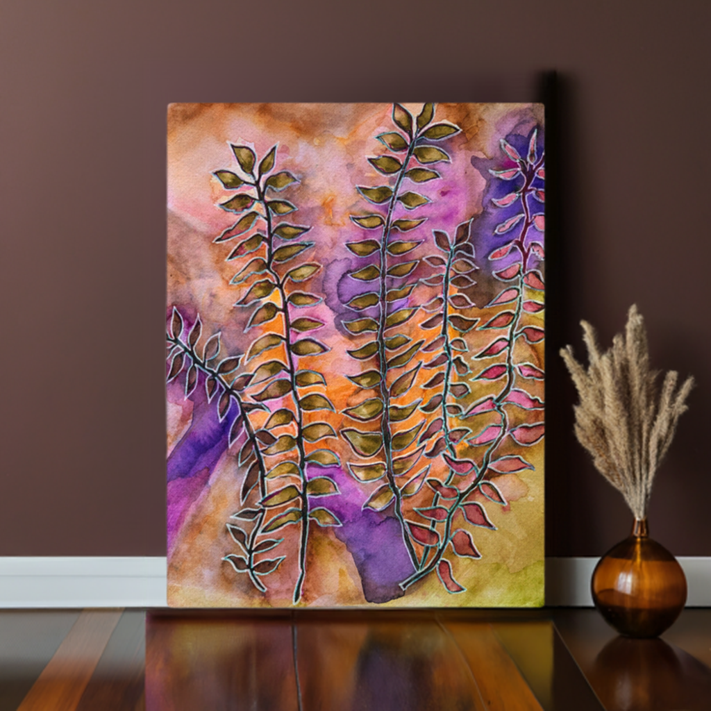 Night Street Leaves canvas print unframed