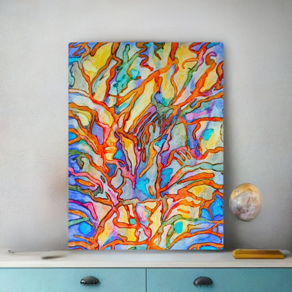 Coral Reef Abstract canvas wall print unframed