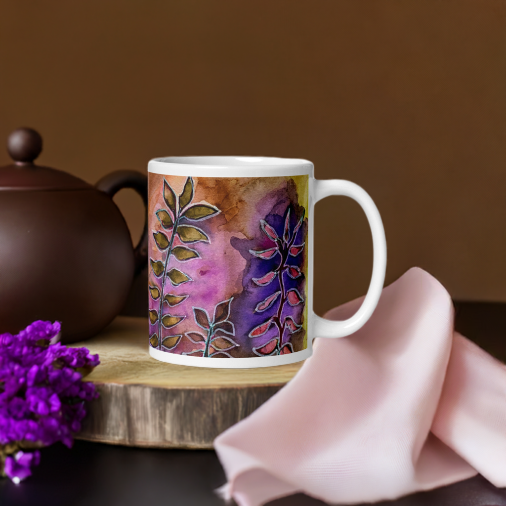 Night Street Leaves Abstract Mug