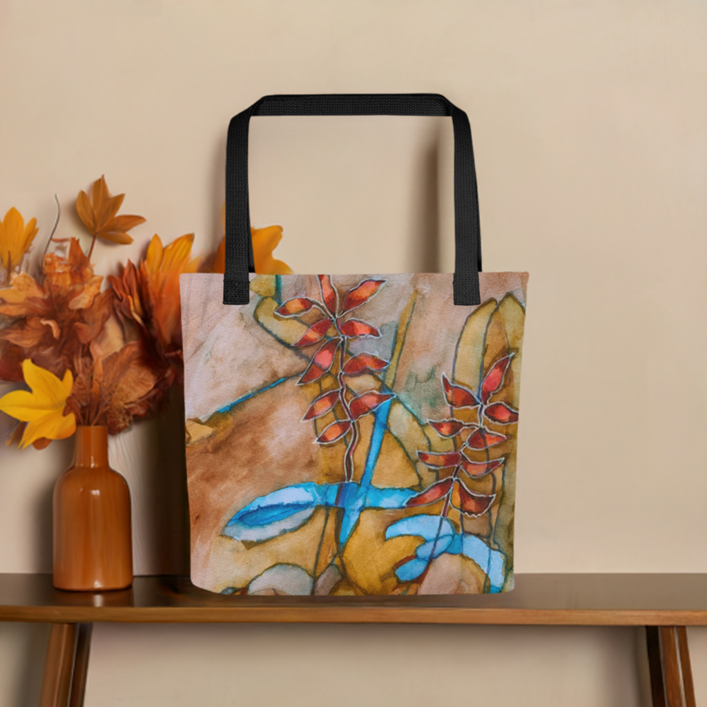 Teal Ribbon Leaves Tote bag