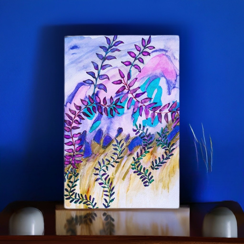 Blue Rocks Leaves canvas wall print unframed