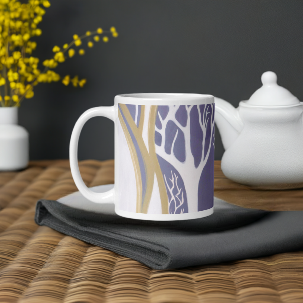 Madrone Trees Abstract White glossy mug